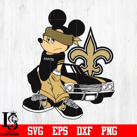 Gangster Mickey Mouse New Orleans Saints svg eps dxf png file