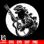 Godzilla Playing Guitar Cool svg eps dxf png file