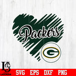 Green Bay Packers Logo,Green Bay Packers Heart NFL Svg Dxf Eps Png file
