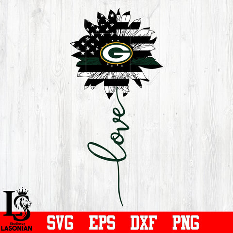 Green Bay Packers Love Sunflower svg eps dxf png file