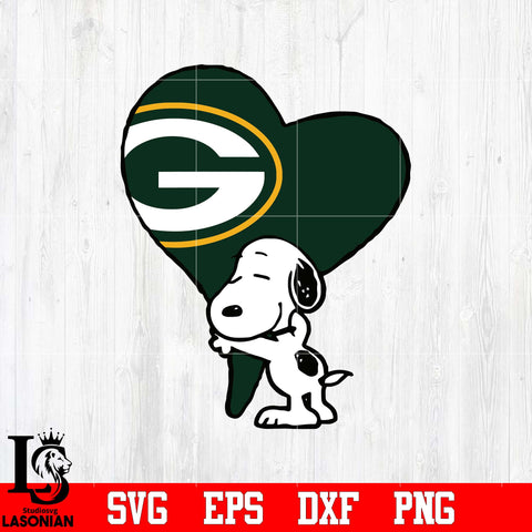 Green Bay Packers Snoopy heart svg eps dxf png file
