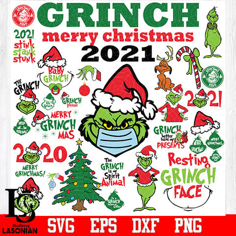 Grinch Bundle 2 svg, bundle Christmas 2021 svg eps png dxf file