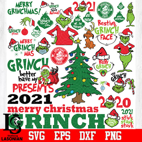 Grinch Bundle 30 file svg, bundle Christmas 2021 svg eps png dxf file