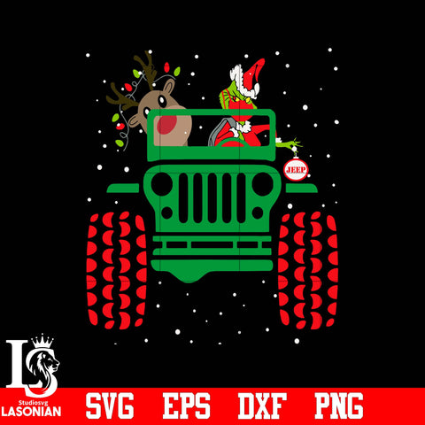 Grinch Drive Jeep SVG, Grinch Christmas SVG, Grinch And Deer Winter svg eps dxf png file