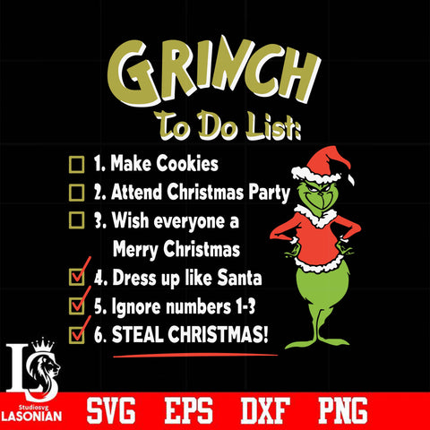 Grinch to do list svg, christmas svg, png, dxf, eps digital file NCRM16072010