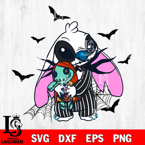 Stitch jack and sally svg, halloween svg eps dxf png file