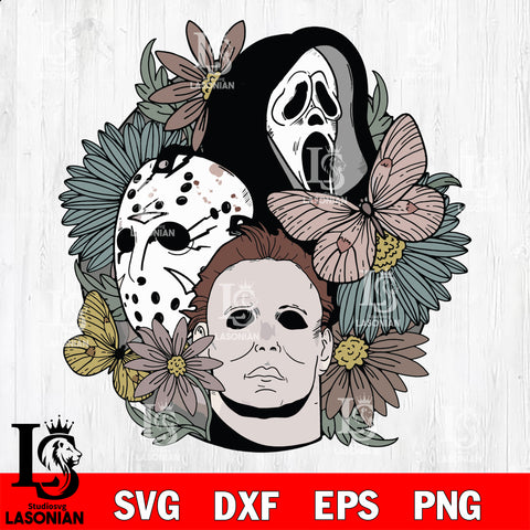 Scream, Jason, Freddy flower svg svg eps dxf png file