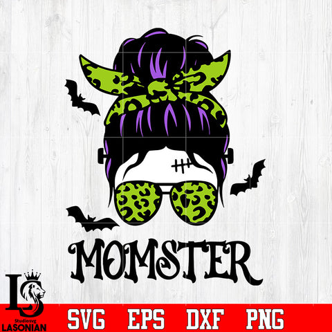 Messy Bun Momster violet green color svg eps png dxf file