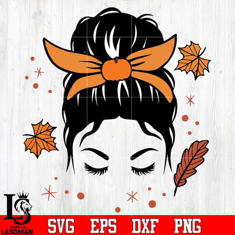 Messy Bun head orange color svg eps png dxf file