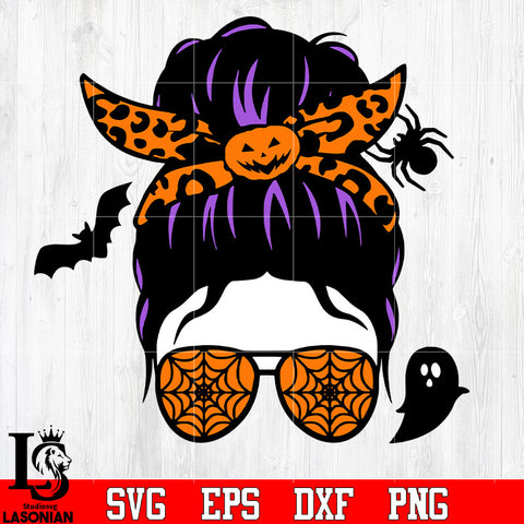Messy Bun head violet,orange color svg eps png dxf file
