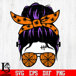 Messy Bun head 2 violet,orange color svg eps png dxf file