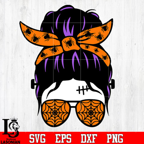 Messy Bun head 2 violet,orange color svg eps png dxf file