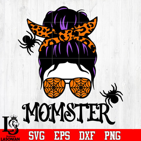Messy Bun Momster violet,orange color svg eps png dxf file