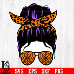 Messy Bun head 3 violet,orange color svg eps png dxf file