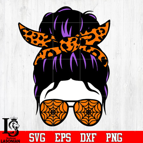Messy Bun head 3 violet,orange color svg eps png dxf file
