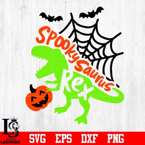 Halloween Dinosaur, Spooky Saurus Rex, T-Rex with Pumpkin svg eps dxf png file