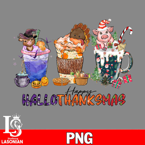 Happy Hallothanksmas Coffee 11 PNG file, digital download