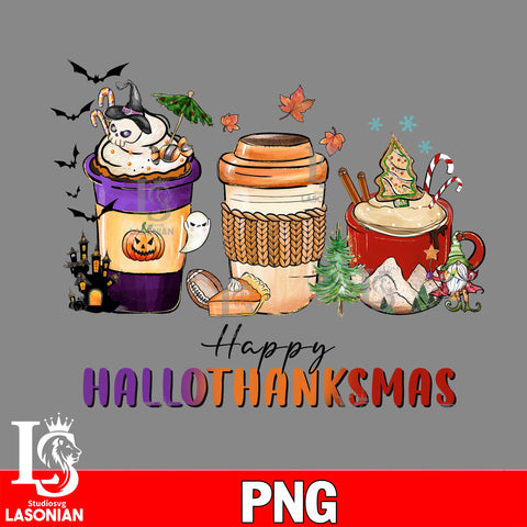 Happy Hallothanksmas Coffee 5 PNG file, digital download