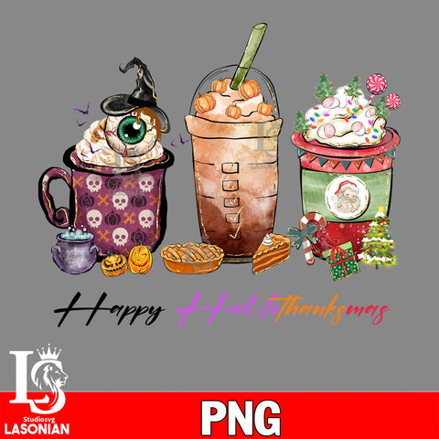 Happy Hallothanksmas Coffee 7 PNG file, digital download
