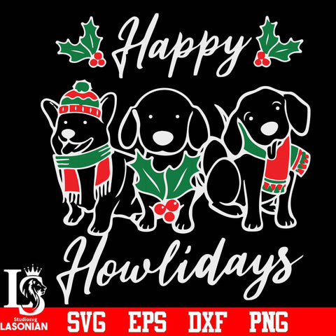 Happy holidays dogs svg, christmas svg png, dxf, eps digital file