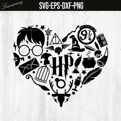 Harry Potter Heart Svg, Heart SVG PNG DXF EPS File