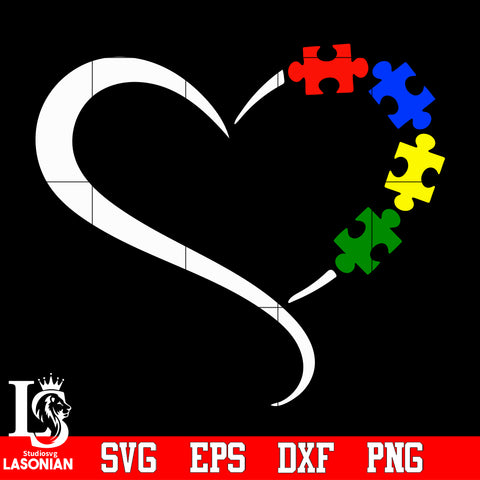 Heart Autism Awareness Svg Dxf Eps Png file