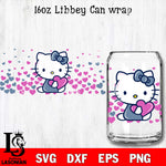Hello Kitty valentines 16oz Libbey Can Glass, Valentines Day Tumbler Wrap svg eps dxf png file, digital download