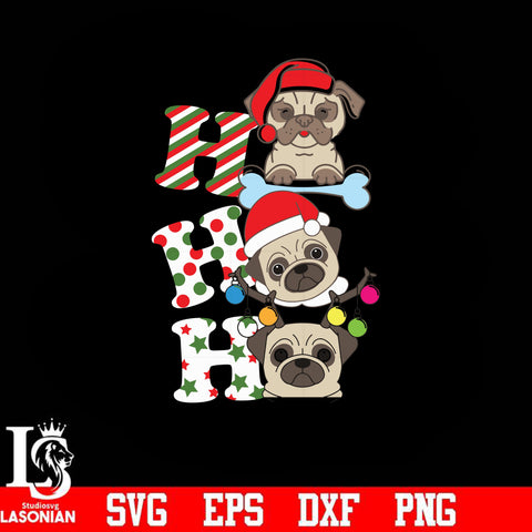 Hhh pug christmas svg, png, dxf, eps digital file