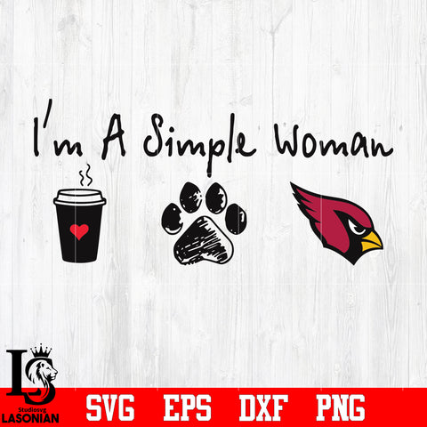 I'm a simple woman coffee paw Arizona Cardinals svg eps dxf png file