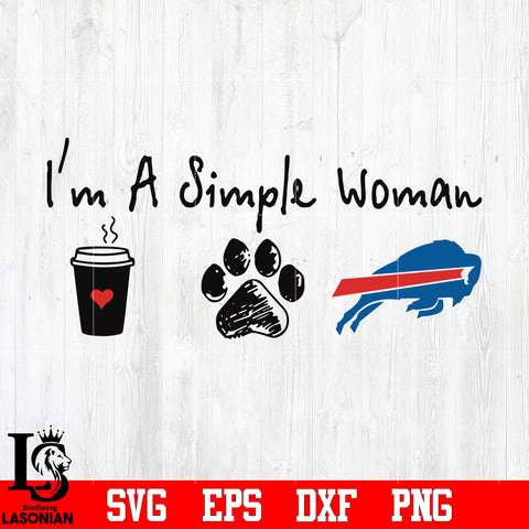 I'm a simple woman coffee paw Buffalo Bills svg eps dxf png file