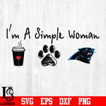 I'm a simple woman coffee paw Carolina Panthers svg eps dxf png file