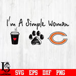 I'm a simple woman coffee paw Chicago Bears svg eps dxf png file