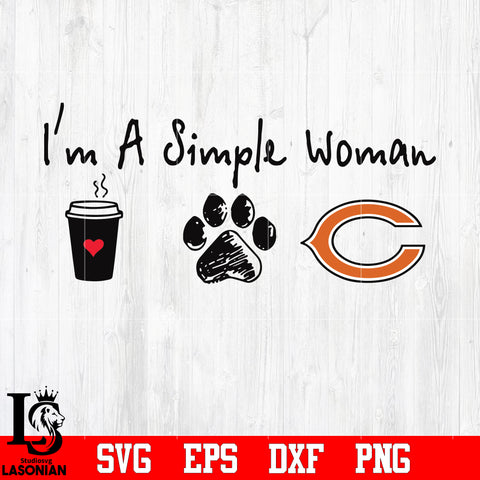 I'm a simple woman coffee paw Chicago Bears svg eps dxf png file