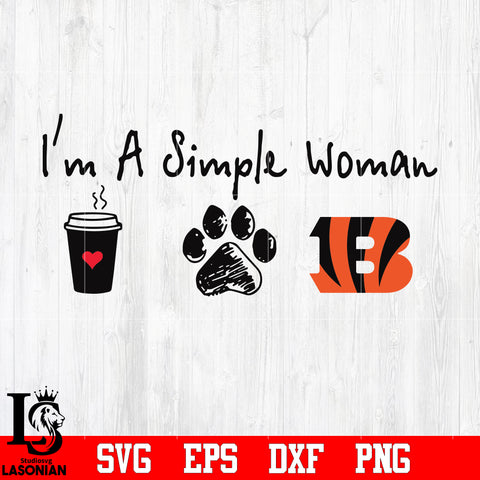 I'm a simple woman coffee paw Cincinnati Bengals svg eps dxf png file
