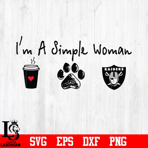 I'm a simple woman coffee paw Las Vegas Raiders svg eps dxf png file