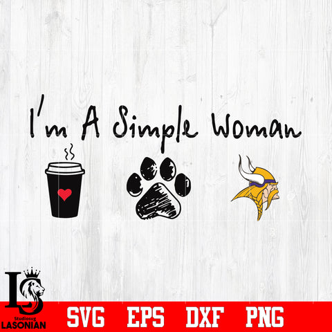 I'm a simple woman coffee paw Minnesota Vikings svg eps dxf png file