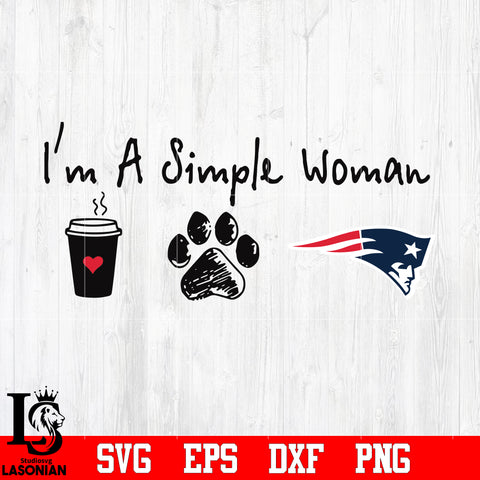 I'm a simple woman coffee paw New England Patriots svg eps dxf png file