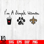 I'm a simple woman coffee paw New Orleans Saints svg eps dxf png file