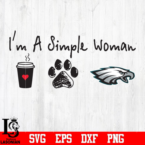 I'm a simple woman coffee paw Philadelphia Eagles svg eps dxf png file