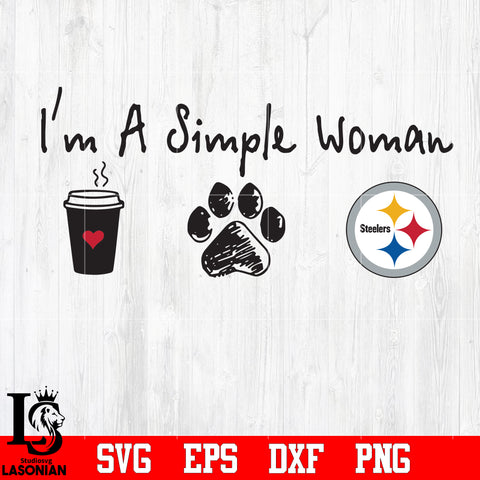 I'm a simple woman coffee paw Pittsburgh Steelers svg eps dxf png file