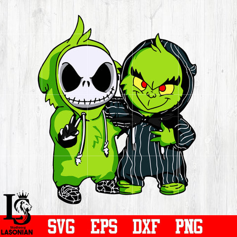 Jack Skellington And Grinch , Cartoon Lover, The Nightmare Before Christmas svg eps dxf png file
