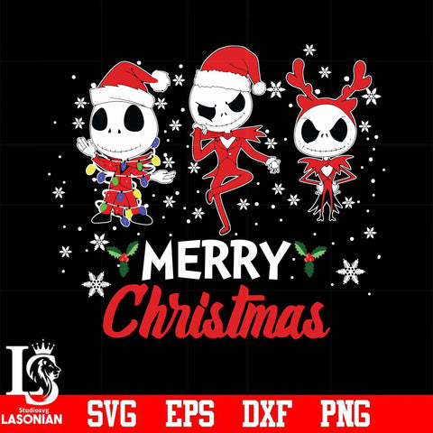 Jack skellington merry christmas svg, png, dxf, eps digital file