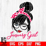 January Girl , January Birthday , Eye Lashes Girl , Face Eye Wink Svg Dxf Eps Png file