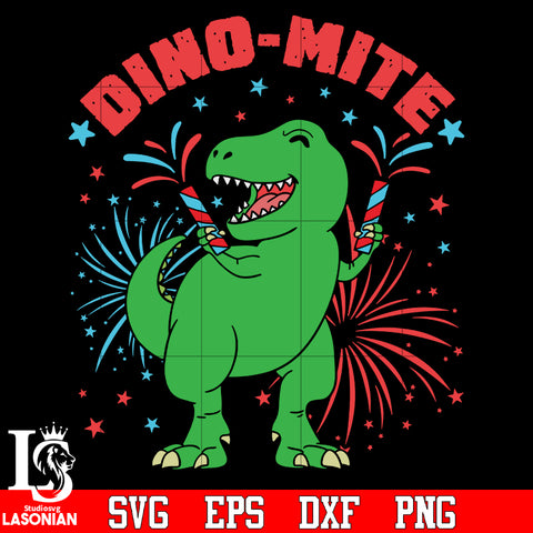 July 4th Firecracker holding a dinosaur Independence Day svg eps png dxf file