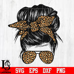 Leopard Print Mom Bun Hair Sunglasses Headband Mom Life svg dxf eps png file