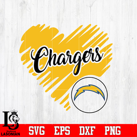 Los Angeles Chargers Logo,Los Angeles Chargers Heart NFL Svg Dxf Eps Png file