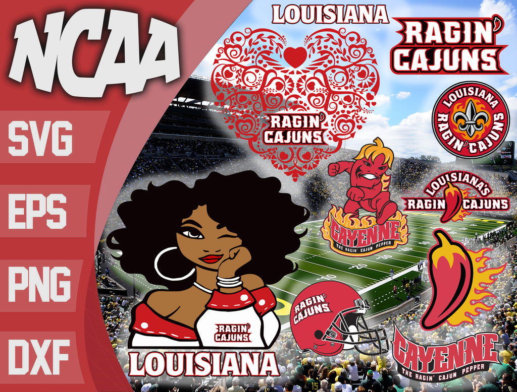 Bundle Logo Louisiana Ragin Cajuns svg eps dxf png file , Bundle NCAA ...