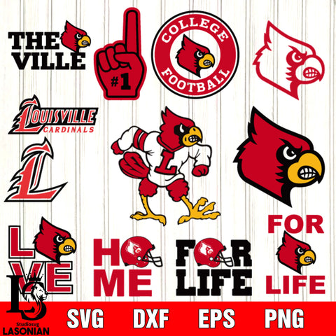 Bundle Logo Louisville Cardinals football svg eps dxf png file