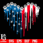 Love Dog Paw American Flag 4Th Of July Independence Day svg eps dxf png file