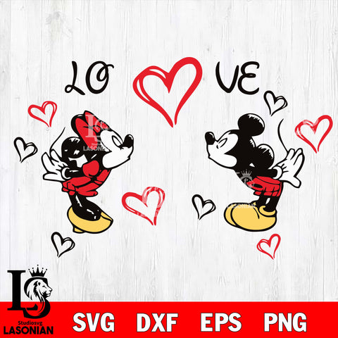 Love valentine's day, mickey valentine's day svg eps dxf png file, digital download